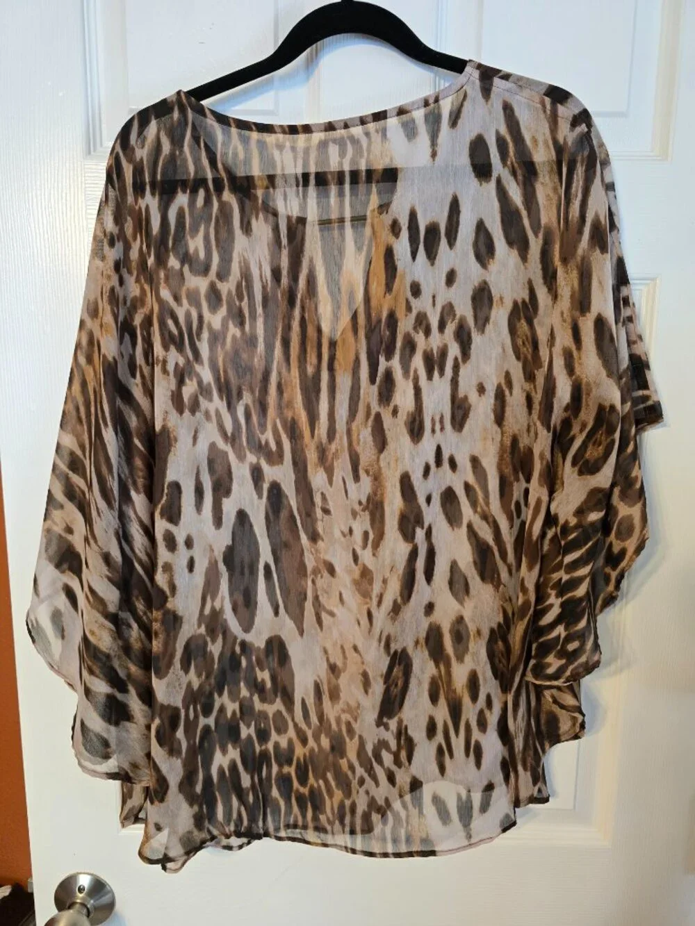 Women's Brown Animal Print Poncho Topper - EUC